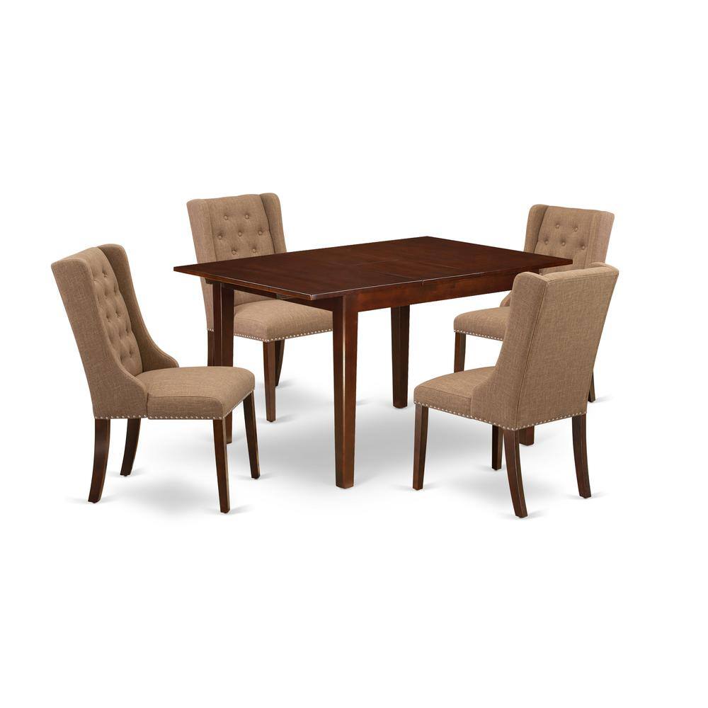 Left. East West Furniture - East West Furniture MLFO5-MAH-47 5-Piece Dinette Set Includes 1 Butterfly Leaf Rectangular Kitchen Table and 4 Light - Mahogany.