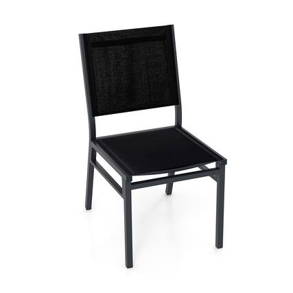 Front. Sugift - Outdoor Dining Chairs with Breathable Seat and Backrest for Backyard Porch Poolside-1 Piece - Black.
