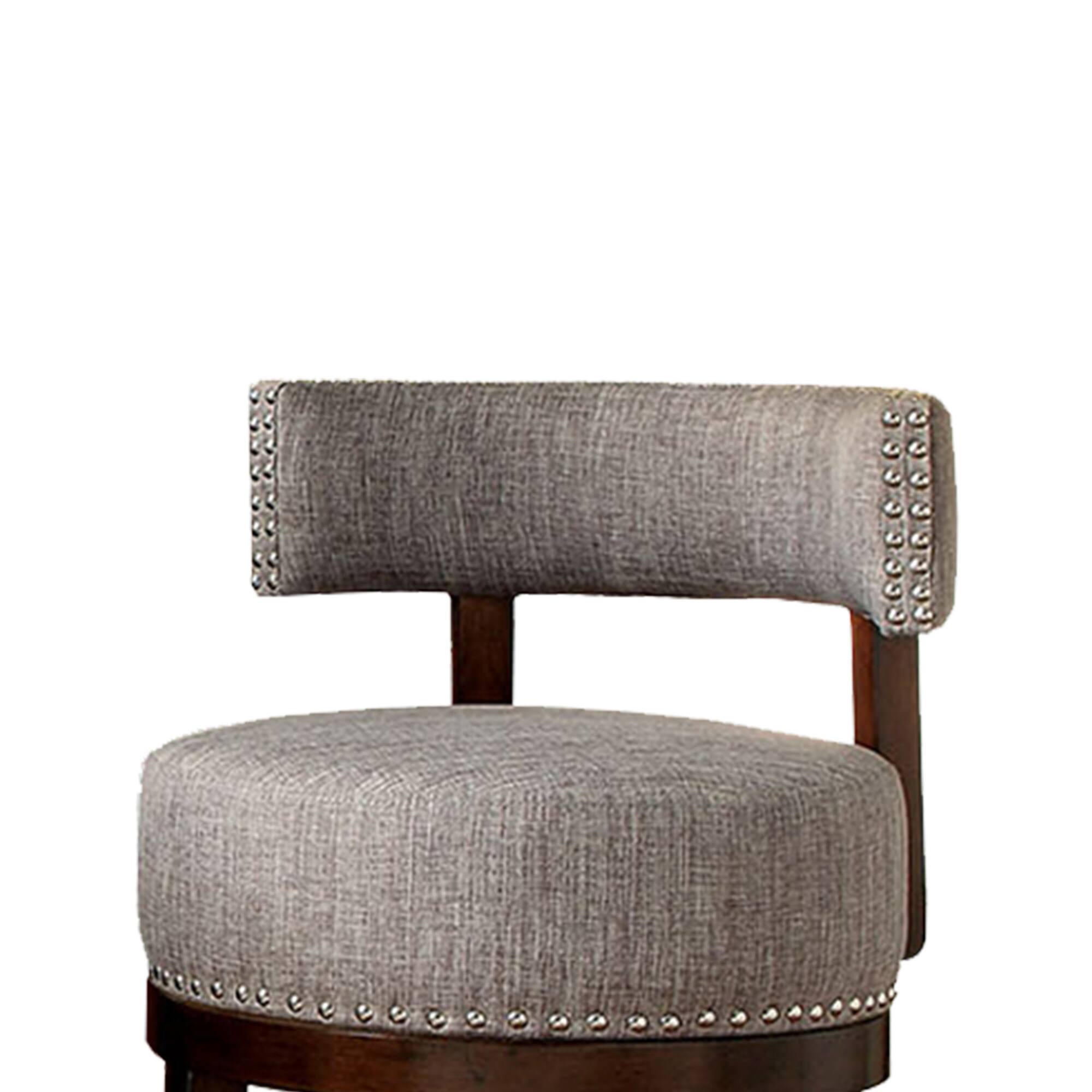 Angle. Manhattan Lane - Swivel Barstool with Curved Open Low Back, Set of 2 - Gray and Brown.