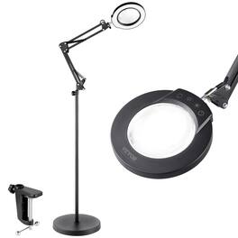 VEVOR - Magnifying Floor Lamp,5X Standing Magnifying Glass with Light,Height Adjustable Floor Magnifier,3-in-1LED 5 Color Modes - Black