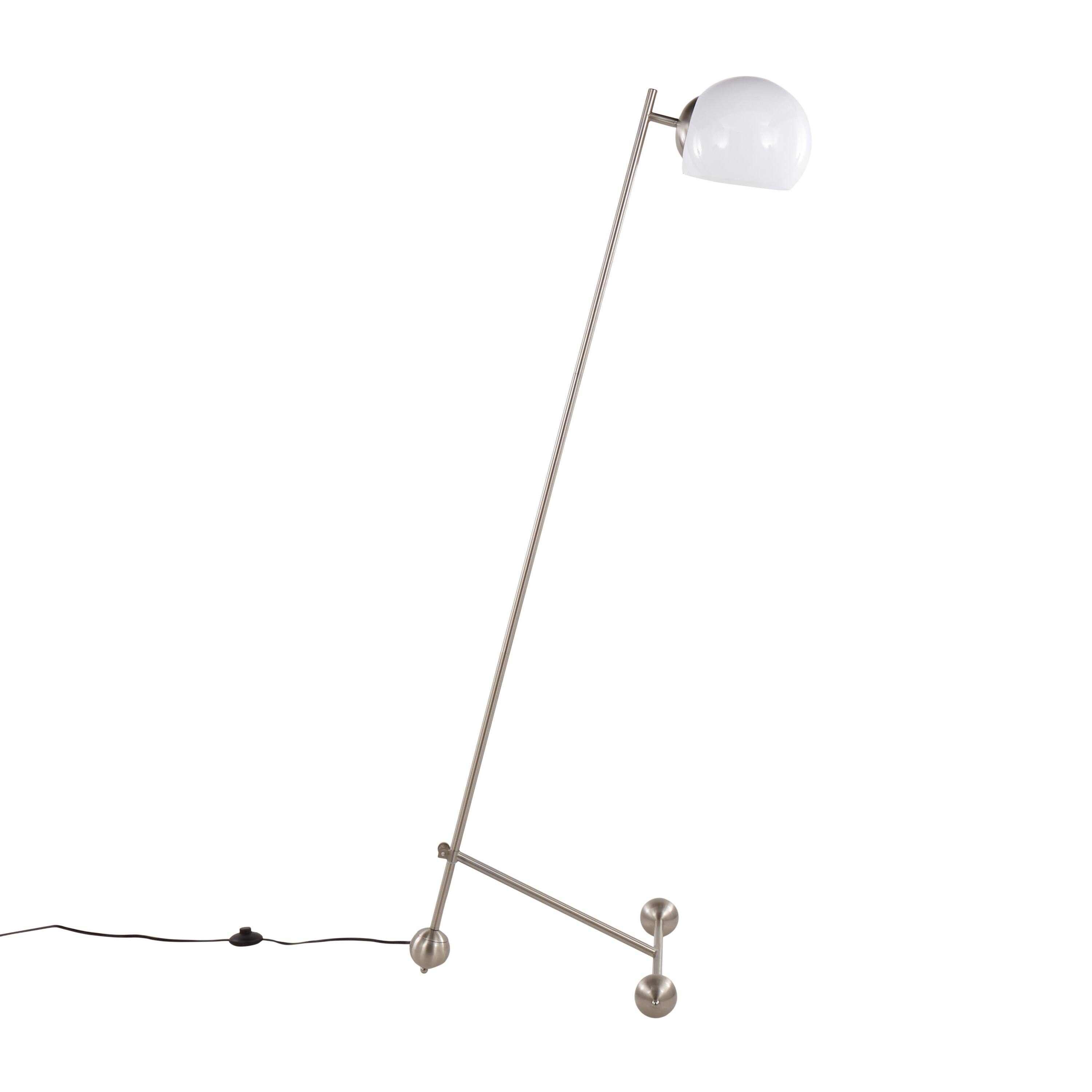 Left. Loheer - Loheer Eileen Contemporary Floor Lamp Brushed Nickel Standing Light with White Plastic Shade for Living Room Bedroom - Brushed Nickel.