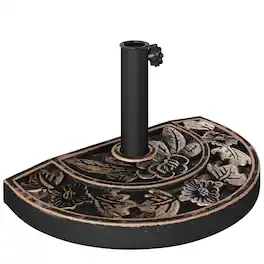 Outsunny - 20lbs Half Round Patio Umbrella Base Outdoor Decorative Resin Parasol Stand Holder for Φ1.5", Φ1.9" Pole, for Lawn - Bronze
