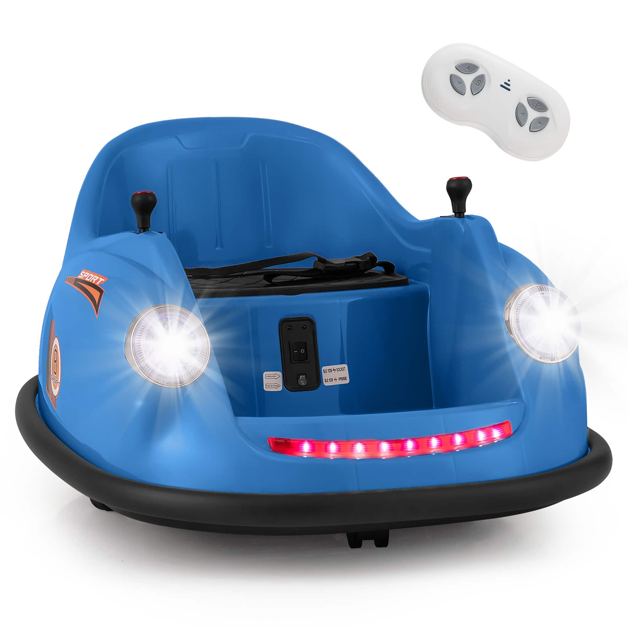Front. Gymax - Gymax 12V Electric Kids Ride on Bumper Car Battery Powered Bumping Car w/ Remote Control Navy - Navy.