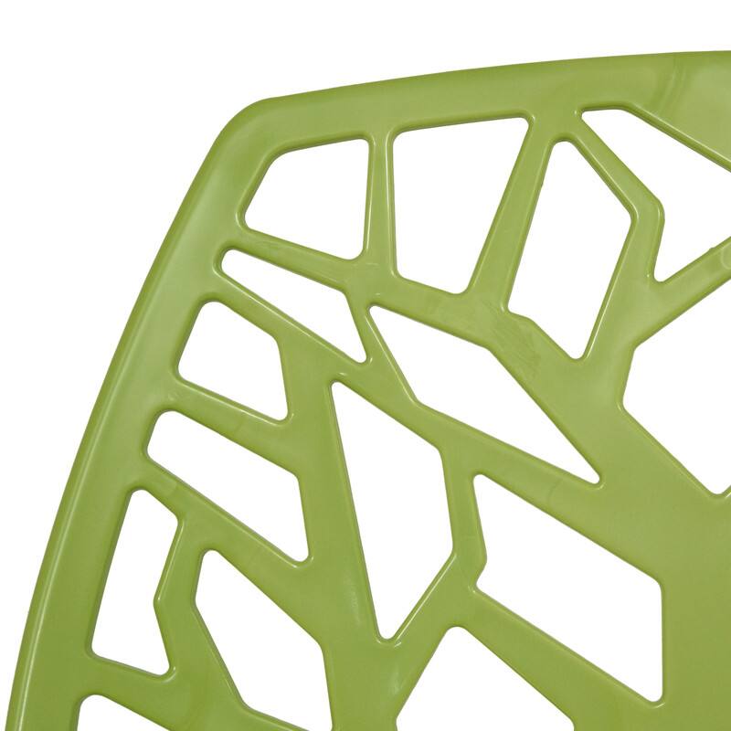 Alt View 2. LeisureMod - Cornelia Modern Stackable Accent Dining Chair with Cut Out Backrest Design for Dining Rooms or Patios - Solid Green.