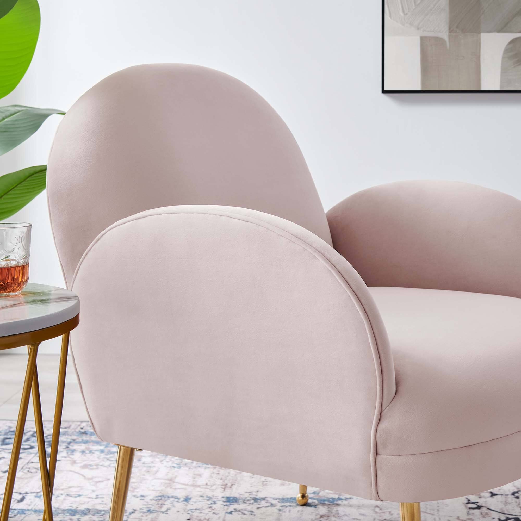 Back. Modway - Transcend Performance Velvet Armchair by Modway - Pink.