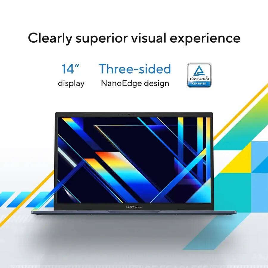 Clearly superior visual experience  
14" display  
Three-sided NanoEdge design  
CERTIFIED ASUS Vivobook