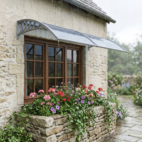 Alt View 2. Winado - 35.46*78 Inch Window Awning Canopy, Polycarbonate Front Door Patio Cover for UV, Rain, Snow,Sunlight Protection - Blue.