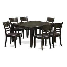 East West Furniture - 7 Pc Dining set-Dinette Table with Leaf and 6 Kitchen Chairs - Cappuccino