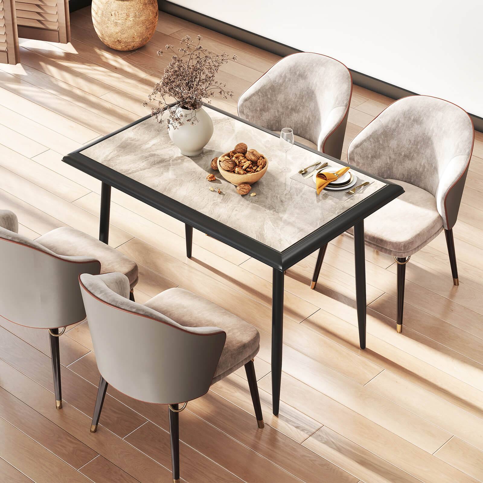 Alt View 4. Costway - Costway 44" Rectangular Kitchen Table with Metal Frame Faux Marble Tabletop Dining Table - Gray.