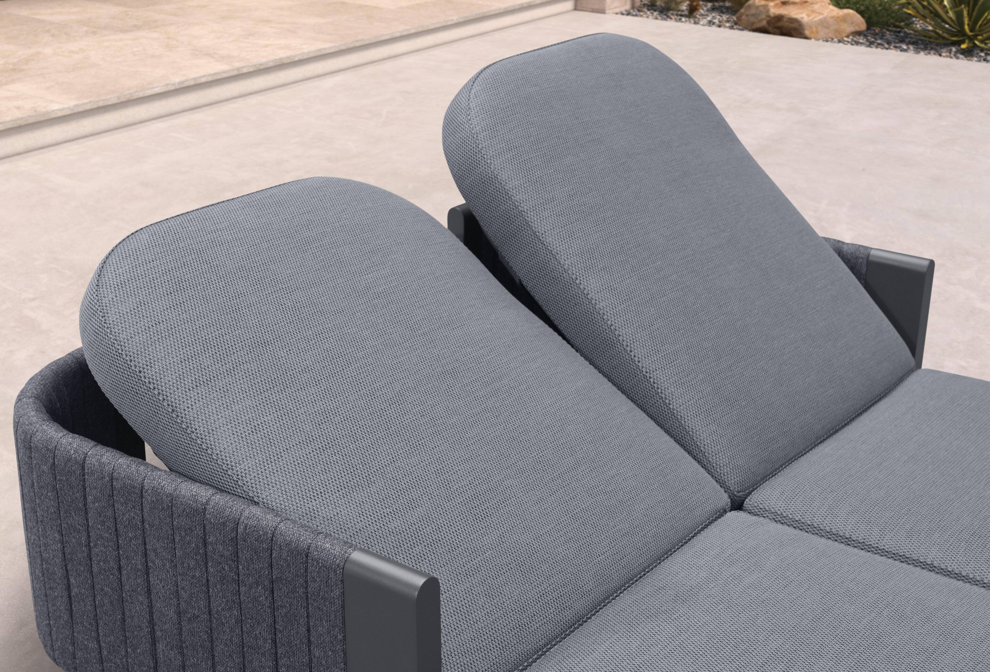 Alt View 4. PURPLE LEAF - Outdoor 2-Person Chaise Lounge with Cushions Patio Sun Chair Adjustable Backrest Reclining Chair for Poolside - Grey & Couple Chaise-Olefin.