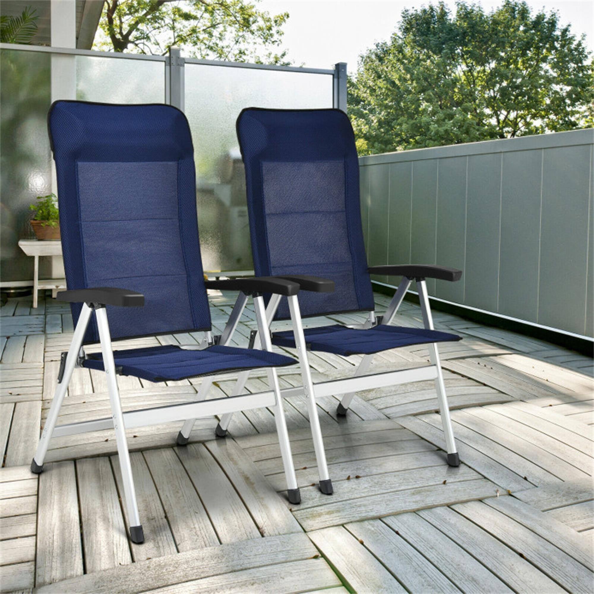 Alt View 2. Boyel Living - Blue 2Pcs Patio Dining Chair with Adjustable Recline 47.5-in x 47.0-in x 24.0-in 21.61-lb - Blue.