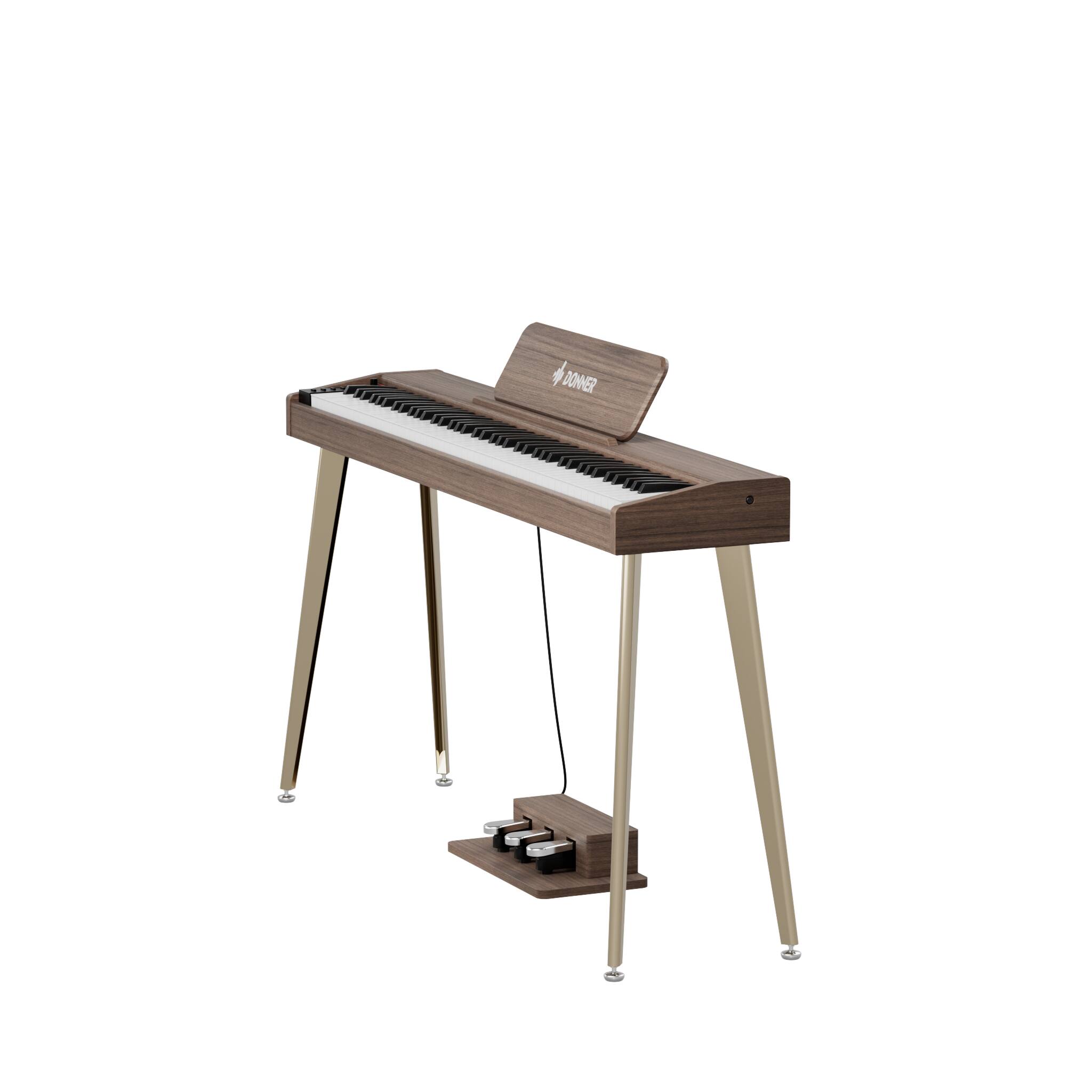 Back. Donner music - Donner DDP-60 Wooden 88-Key Semi-Weighted Upright Digital Piano with 3-Pedal for Beginner Gray Color - Gray.