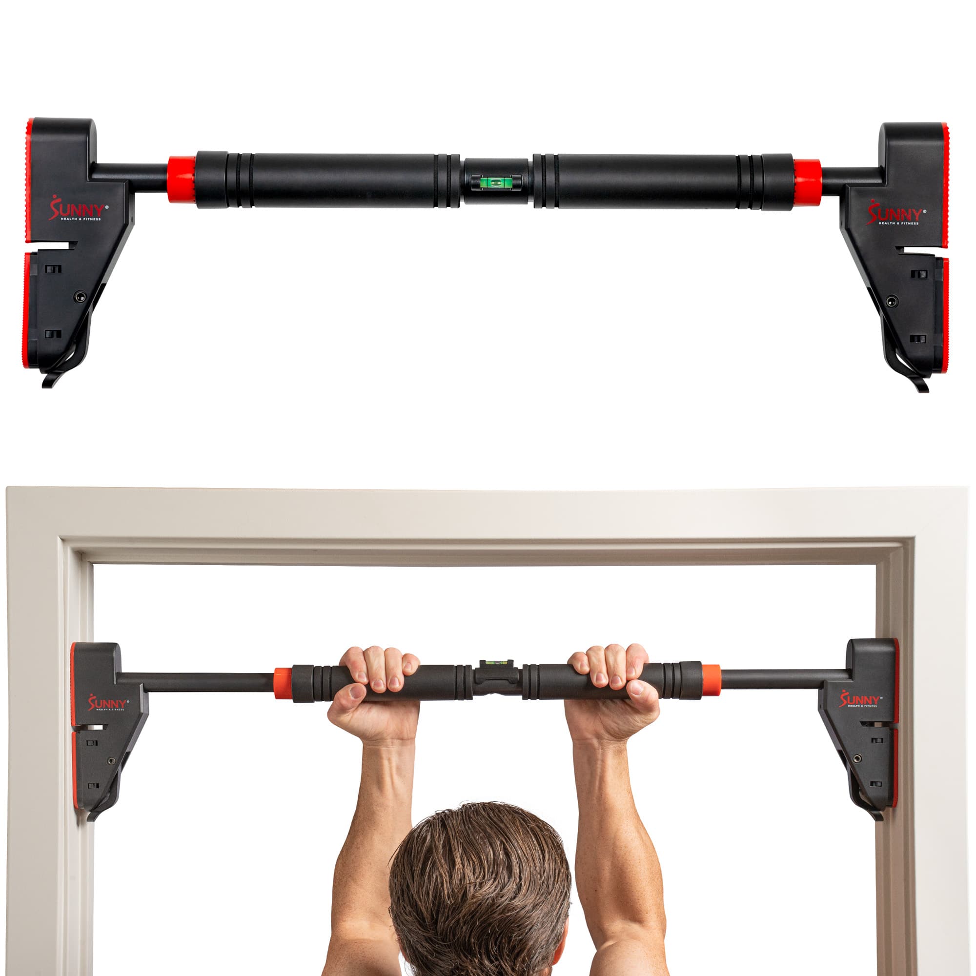 Sunny Health & Fitness - Adjustable Door Mount Pull Up Bar - Silver