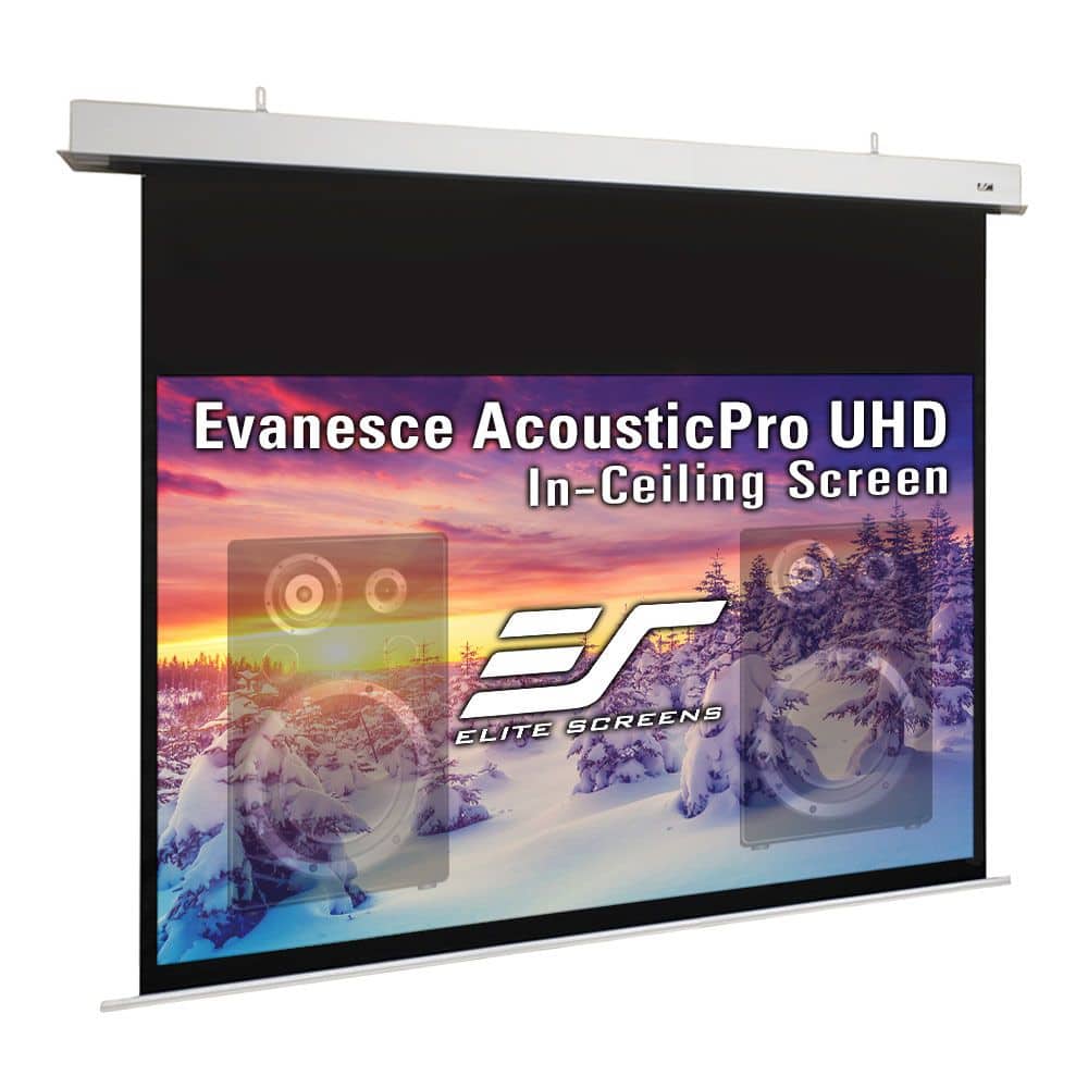 Elite Screens - Evanesce AcousticProUHD,126"Diag,16:9,In-Ceiling Acoustically Transparent Electric Screen, IHOME126H3-E12-AUHD - White