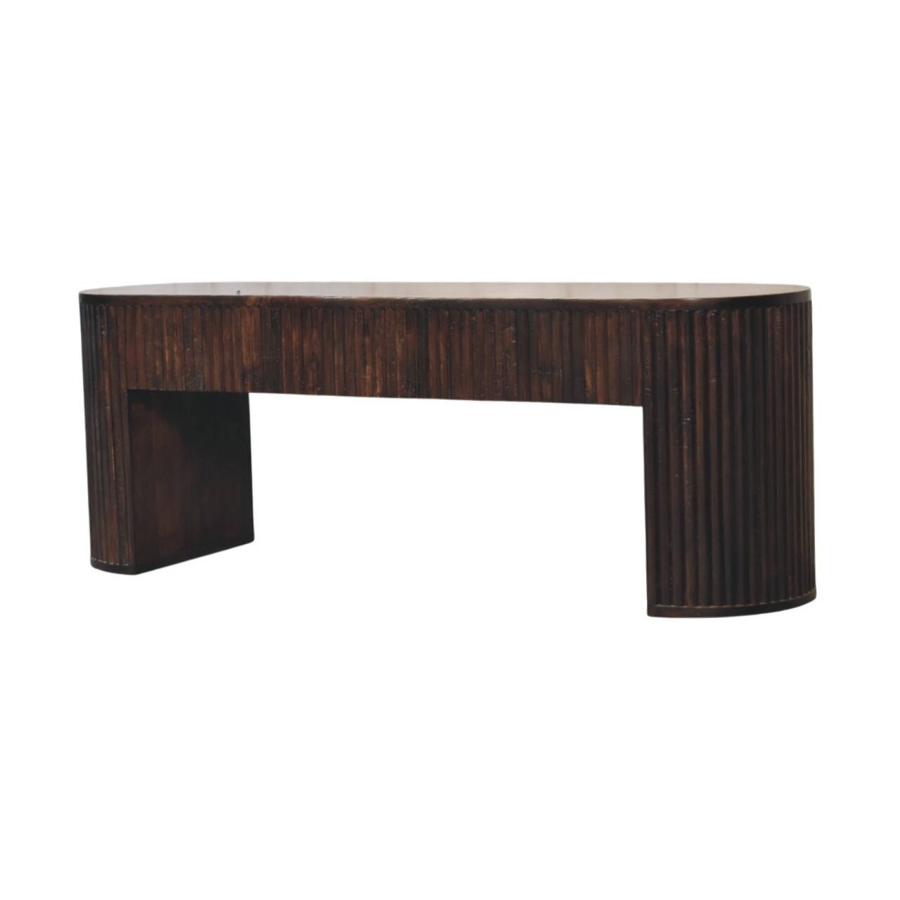 Left. Artisan Furniture - Artisan Furniture Solid Wood Velvet Mocha Fluted Bench - Brown.