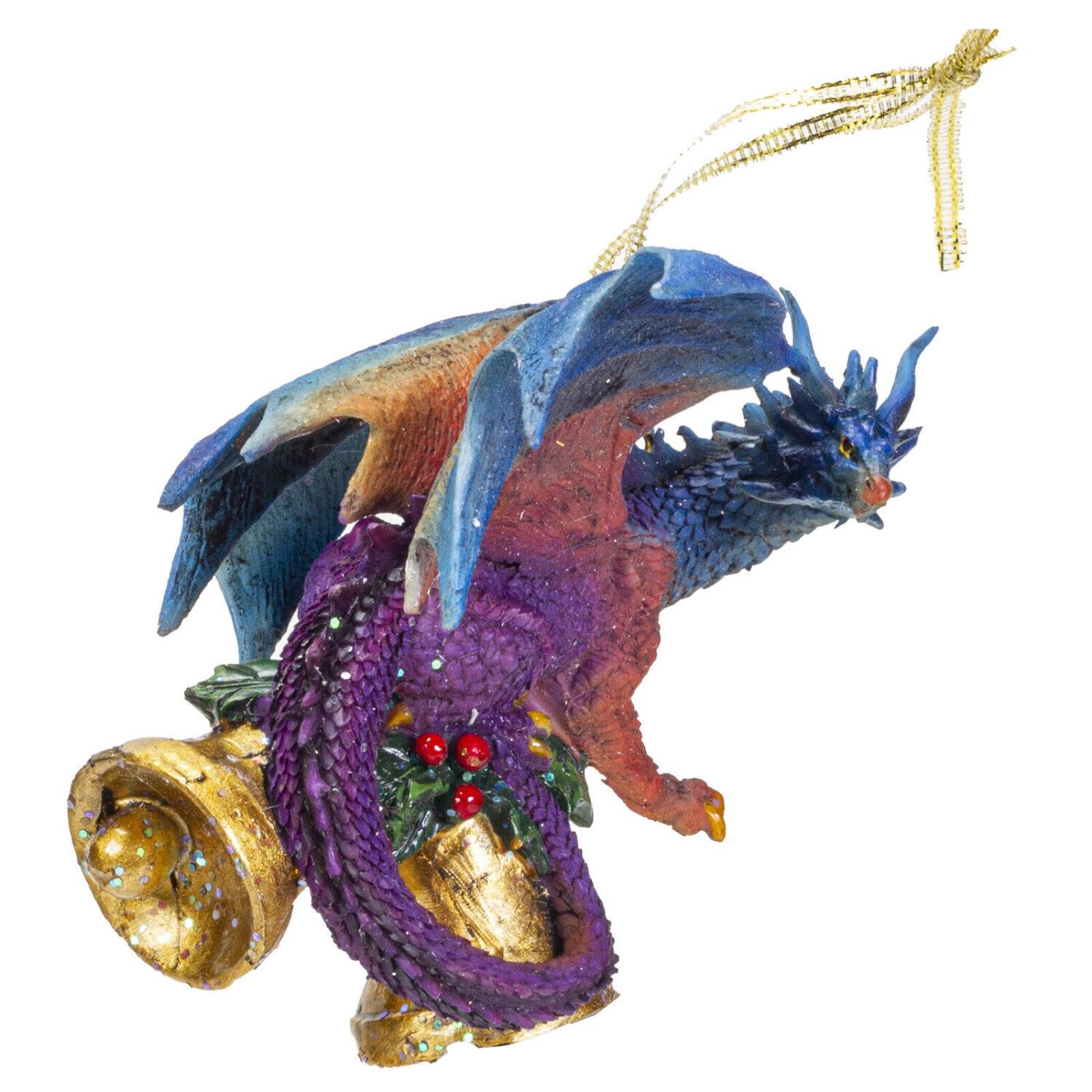 Back. Pacific Trading - Dragon with Bells Christmas Tree Ornament 5 inch - Multicolor.
