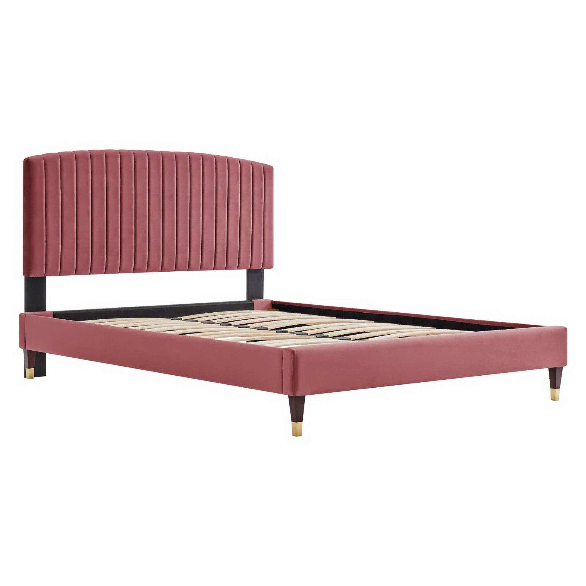 Left. Modway - Bridgette Wood Twin Platform Bed With Splayed Legs - Brown.