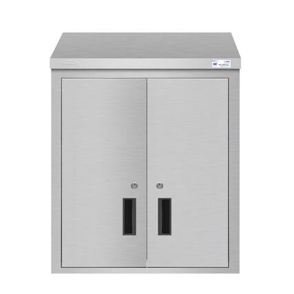 Front. Koolmore - 24 in. Kitchen Wall Cabinet with Hinged Doors and 2 shelves in Stainless-Steel (KM-WMC-1524-S) - Stainless-Steel.