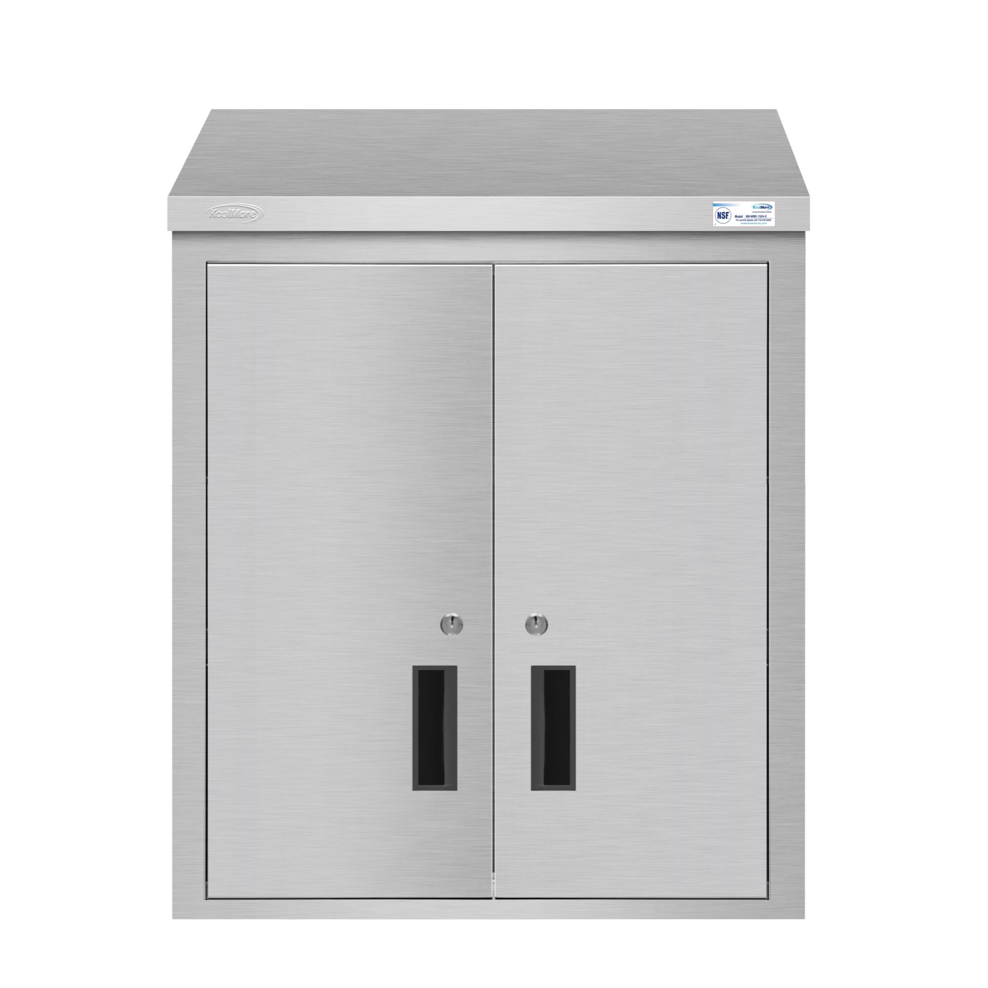 Front. Koolmore - 24 in. Kitchen Wall Cabinet with Hinged Doors and 2 shelves in Stainless-Steel (KM-WMC-1524-S) - Stainless-Steel.