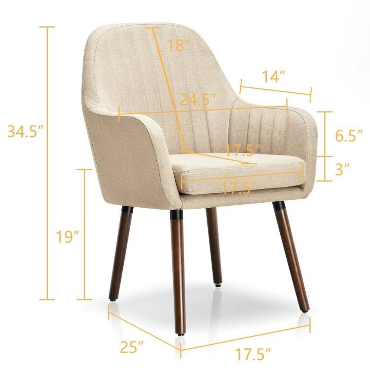 Here are the dimensions grouped and corrected from the image:

- Height: 34.5"
- Width: 25"
- Depth: 19"
- Seat Height: 17.5"
- Seat Depth: 17.5"
- Back Height: 18"
- Back Width: 24.5"
- Arm Height: 14"
- Arm Width: 6.5"
- Leg Width: 3"