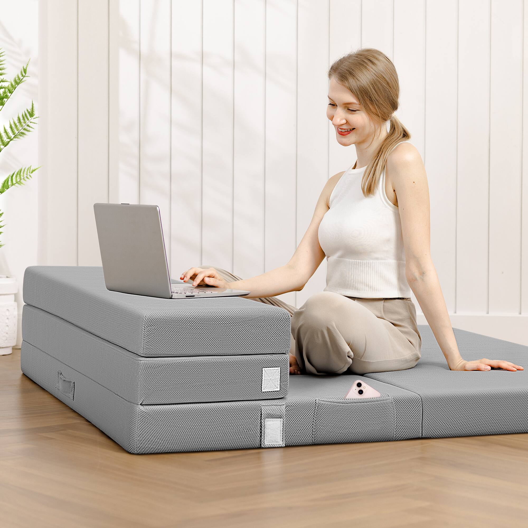 KERDOM Queen Size 4'' Portable Folding RV Camping Mattress, Washable ...