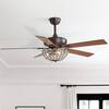Front. Sofucor - 52'' Ceiling Fan with Lights Industrial Vintage Crystal Style Chandelier 6 Wind Speed Adjustable with Remote For Bedroom - Black.