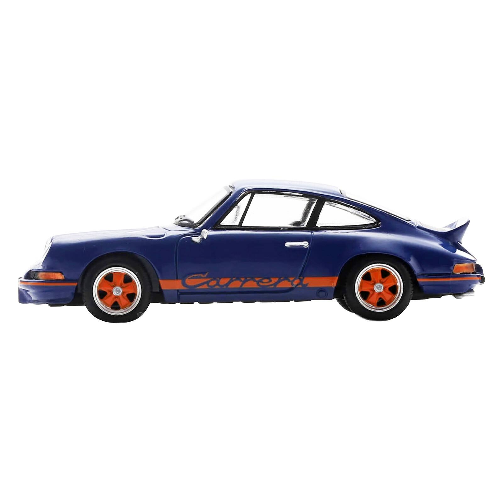 Alt View 1. Spark - 1973 Porsche 911 RS 2.7 Blue with Orange Stripes 1/64 Model Car by Spark.