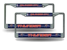 Rico Industries - Oklahoma City OKC Thunder NBA Chrome Metal Sparkly Glitter Bling Look License Plate Frame - Set of 2 - Multi