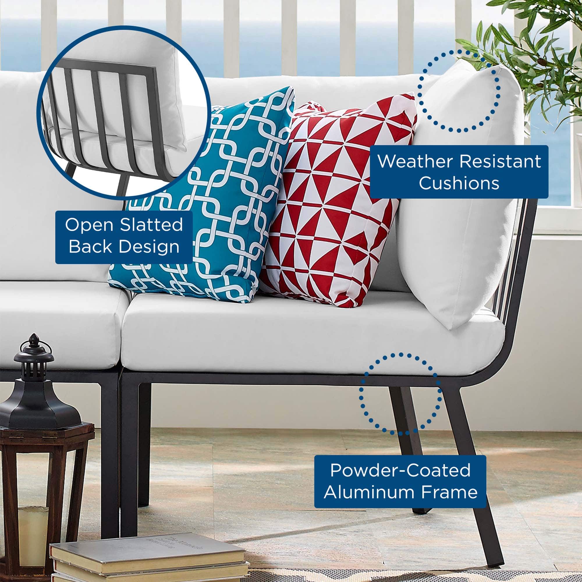 Riverside Outdoor Patio Aluminum Corner Chair by Modway - Gray White