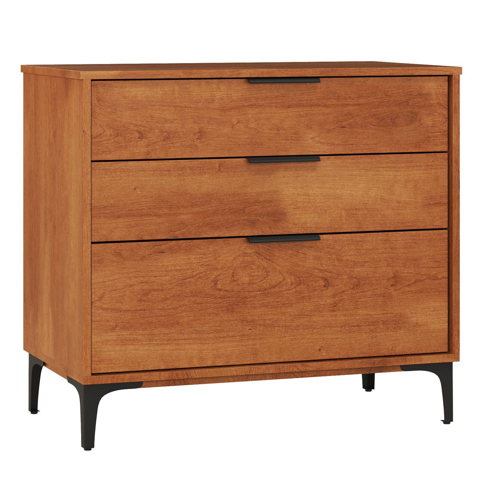 Alt View 9. Gymax - Gymax 3-Drawer Dresser w/ Metal Support Legs & Anti-tipping Kit for Bedroom Cherry - Cherry.