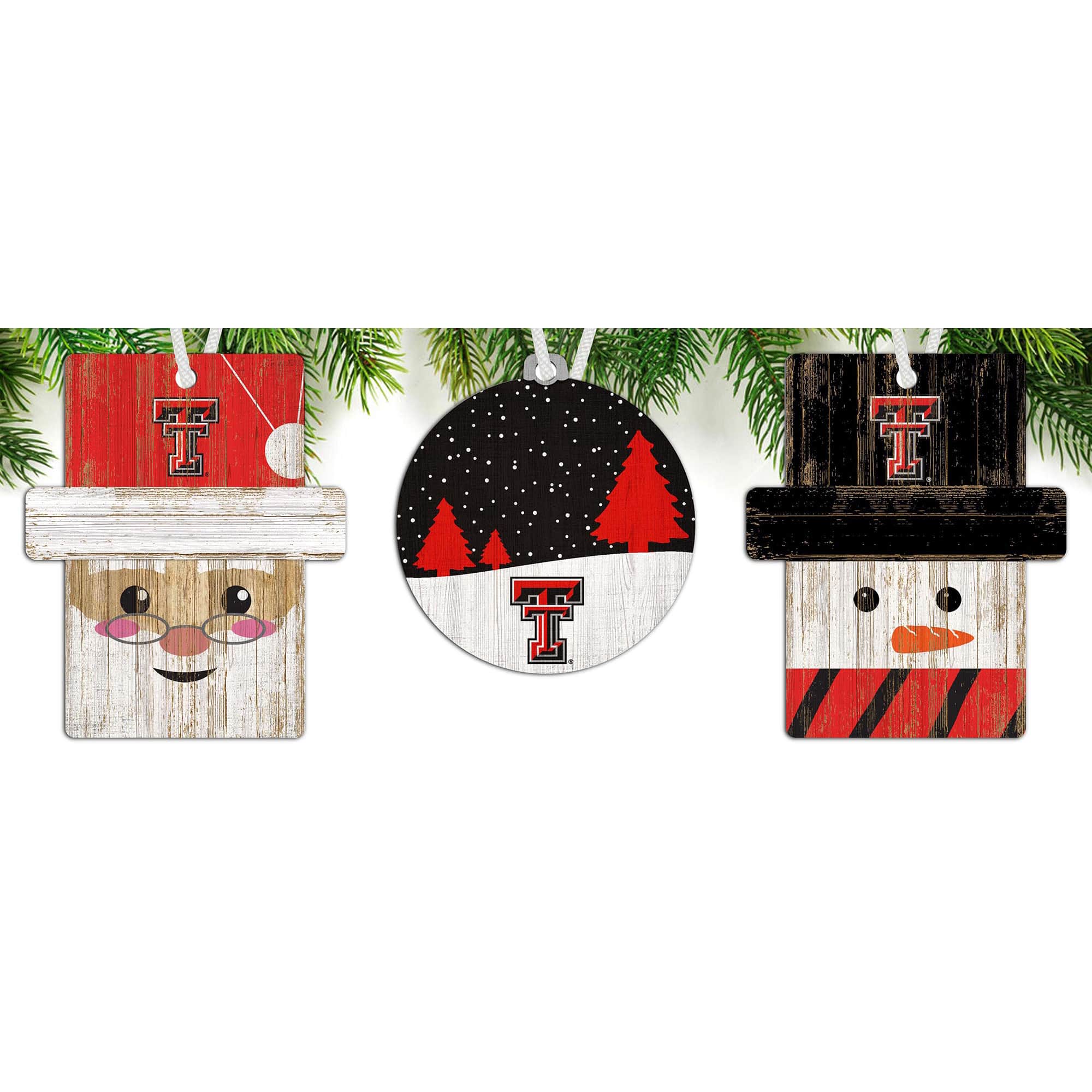 Fan Creations - Texas Tech Red Raiders 3-Pack Ornament Set - Multicolor