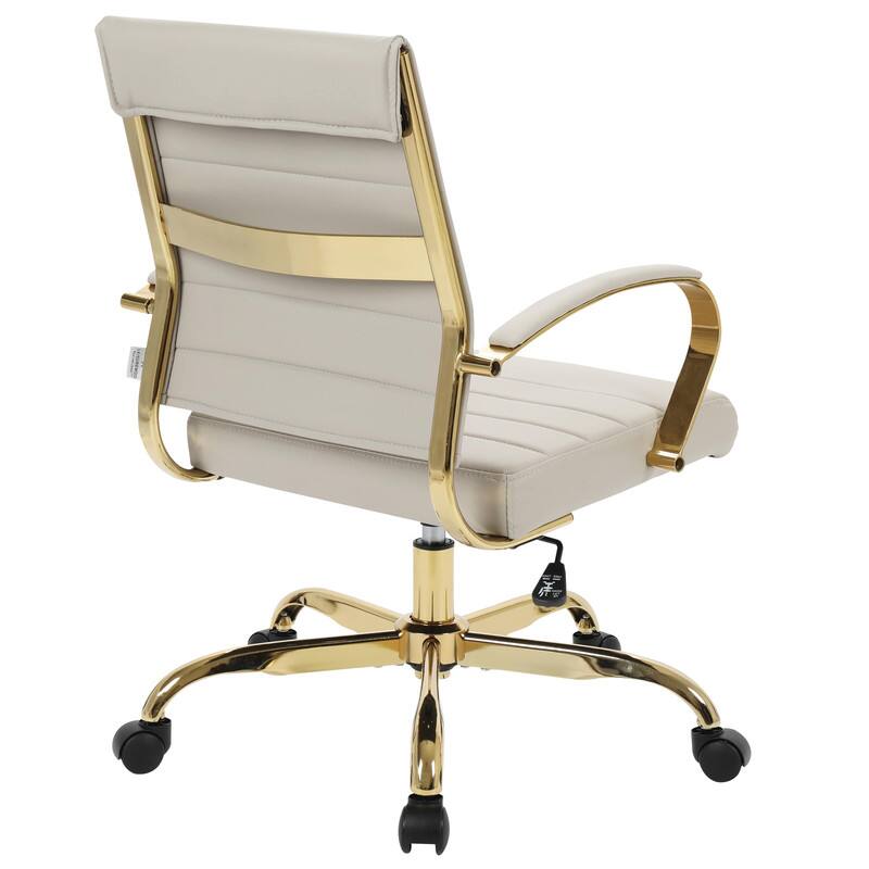 Alt View 5. LeisureMod - (Set of 2) Benmar Leather Office Chair with Gold Accents, Adjustable Height, Swivel Ergonomic Design for Home Office - Tan.