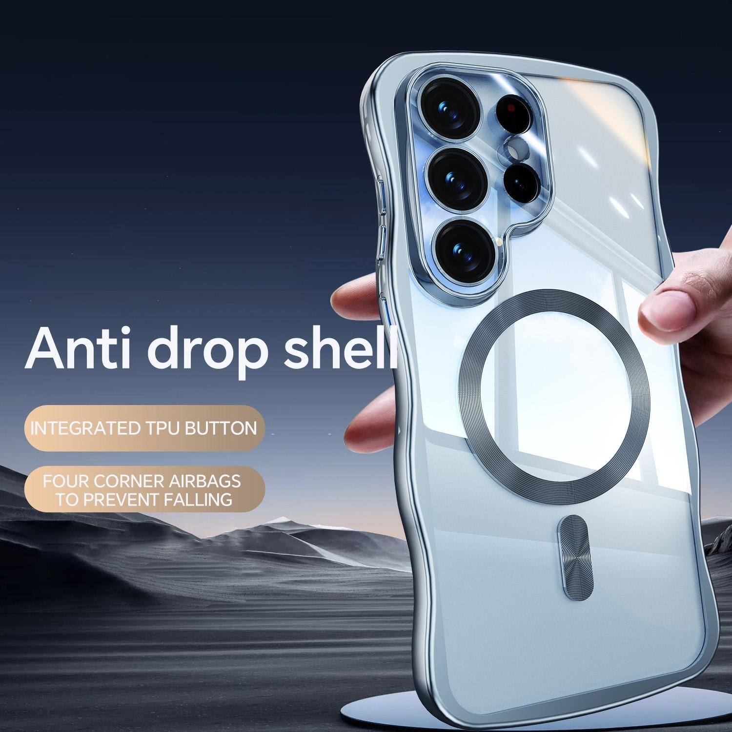 Anti drop shell

INTEGRATED TPU BUTTON

FOUR CORNER AIRBAGS TO PREVENT FALLING