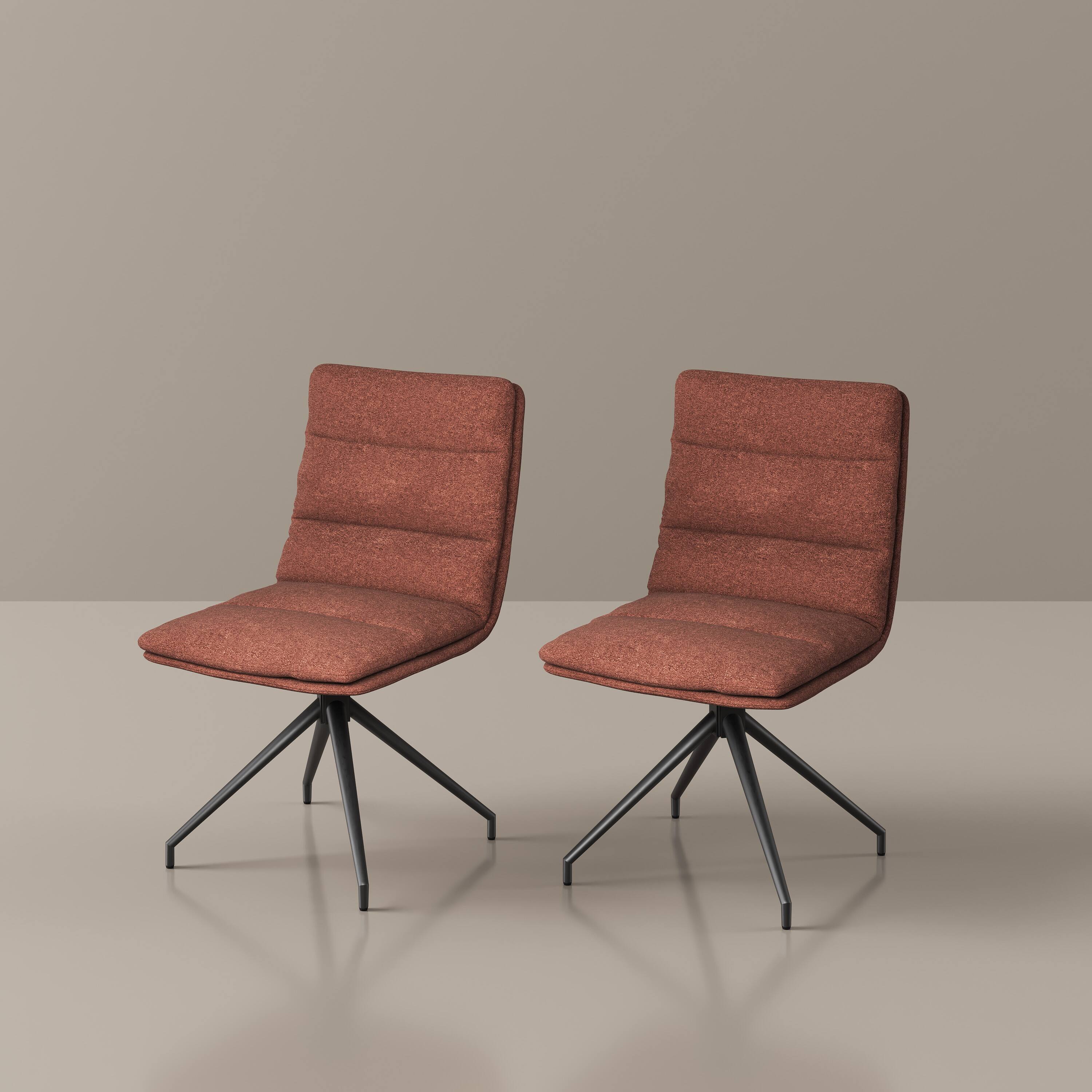 Alt View 9. POVISON - Modern Swivel Upholstered Dining Chairs Set of 2, Linen Side Chairs, Brown & Black, Home Office Task Desk Chairs - Black & Brown.