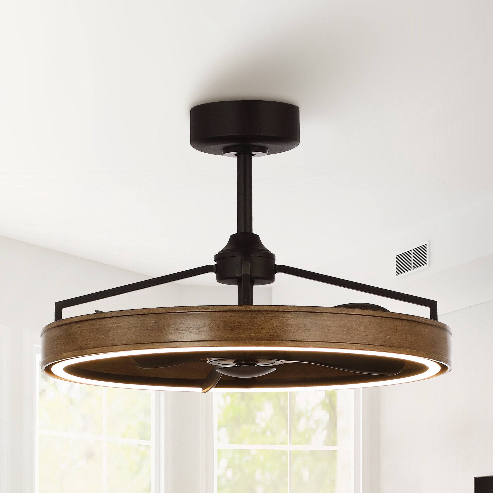 Parrot Uncle - 27" Farmhouse LED Ceiling Fan with Remote Control - Brown