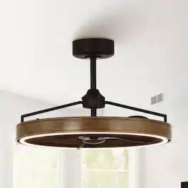 Parrot Uncle - 27" Farmhouse LED Ceiling Fan with Remote Control - Brown