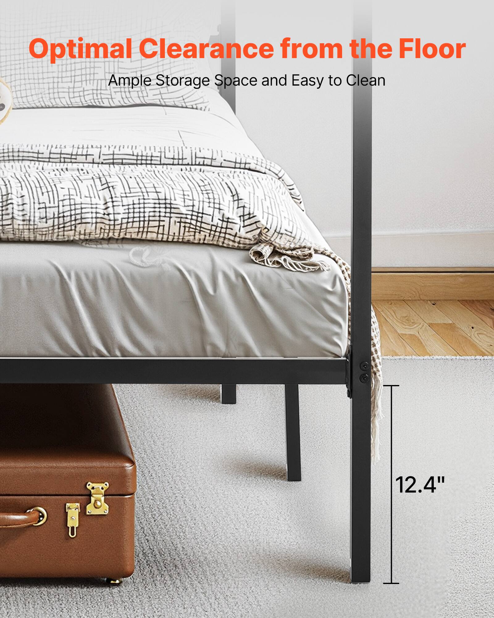 Optimal Clearance from the Floor  
Ample Storage Space and Easy to Clean  
12.4"