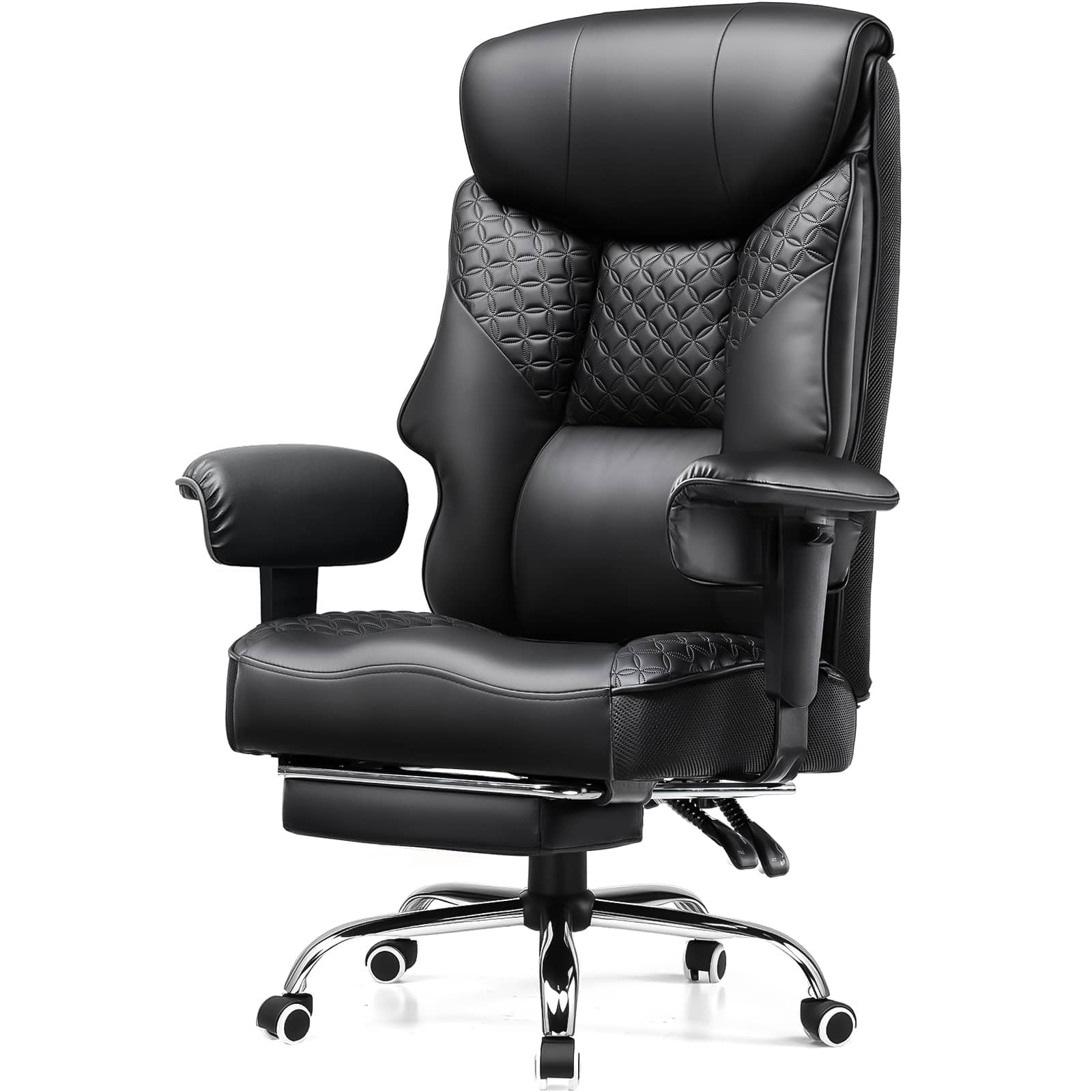 Front. GTPlayer - 400 LBS Wide Ergonomic Gaming Chair with Deluxe Embossing Designed Big and Tall Office Chair,Black - Black.
