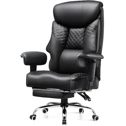 Front. GTPlayer - 400 LBS Wide Ergonomic Gaming Chair with Deluxe Embossing Designed Big and Tall Office Chair,Black - Black.