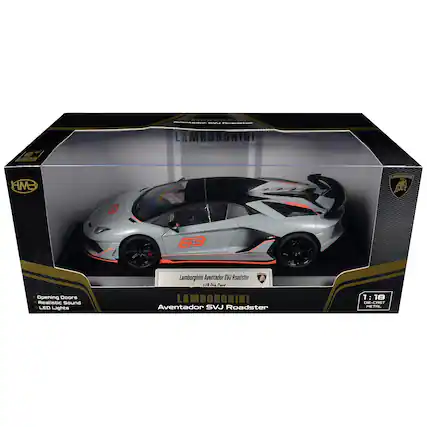 AMBORGHIRI Aventador
REGUSTON
LAMBORGHINI
AGES
IM-
LAMBORGHING
63
Opening Doors Realistic Sound LEO Lights
Lamborghini Aventador SVJ Roadster 1-00 No Coot LAMBORGHINI Aventador SVJ Roadster
1:18 DIE-CAST METAL