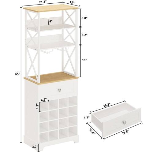 21.3" x 13" x 65"  
4" x 8.8" x 8.2"  
4.5" x 4.3" x 3.7"  
18.5" x 4.7" x 19.5"
