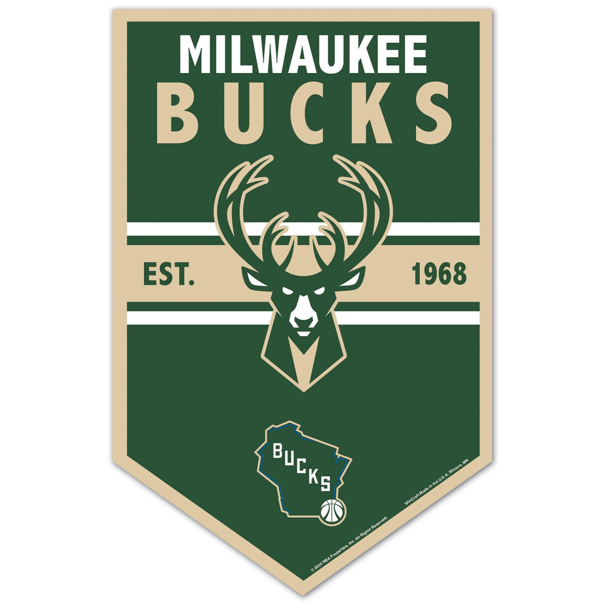 WinCraft - Milwaukee Bucks 11" x 17" Chevron Wood Sign - Multicolor