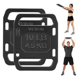 VEVOR - Cast Iron Ruck Weights for Backpack, 10LB Pair Ruck Plate, Weight Plate with Smooth Handle, Textured Finish for Rucking - Black