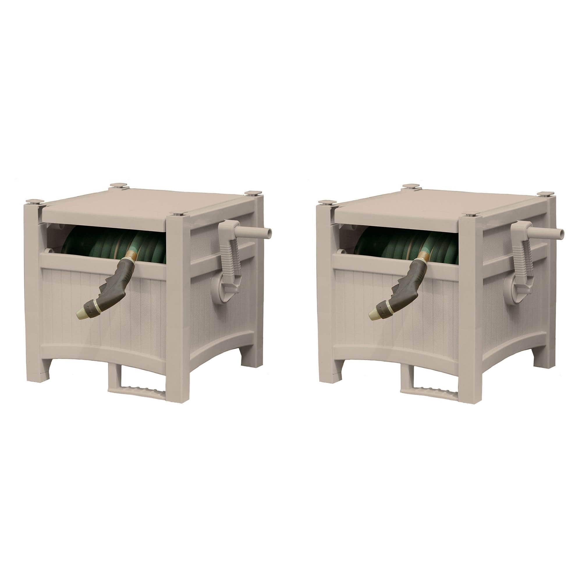 Suncast - 100 Ft Capacity Stationary Resin 5/8" Garden Hose Reel Hideaway (2 Pack)