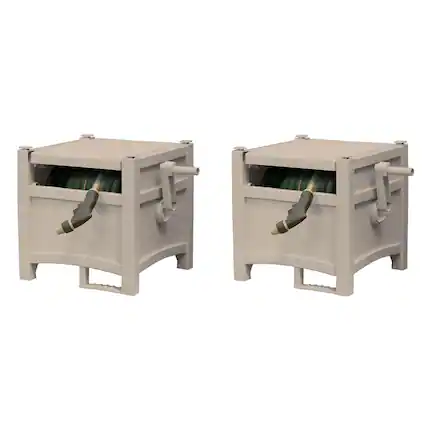 Front. Suncast - Suncast 100 Ft Capacity Stationary Resin 5/8" Garden Hose Reel Hideaway (2 Pack).