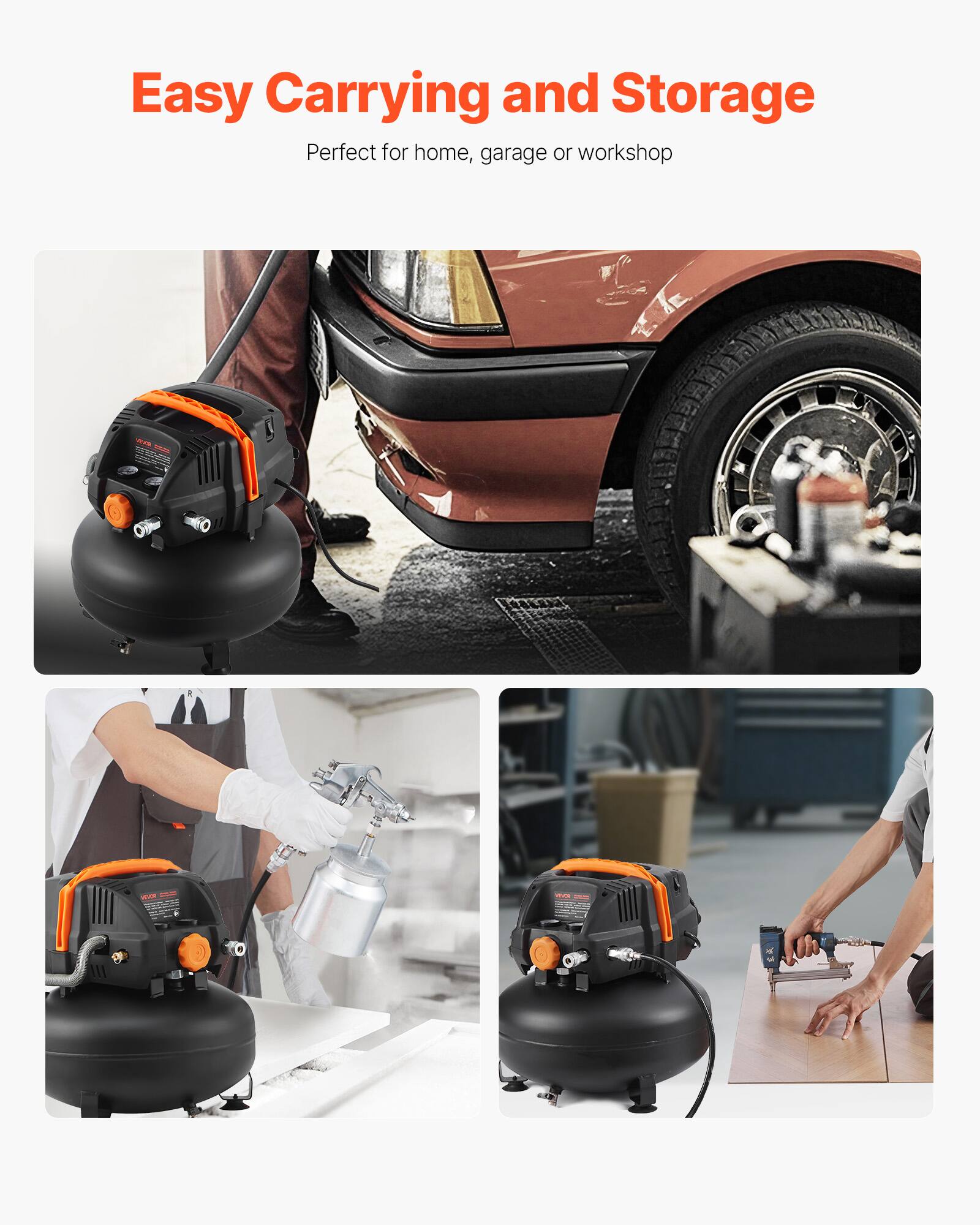 Easy Carrying and Storage  
Perfect for home, garage or workshop