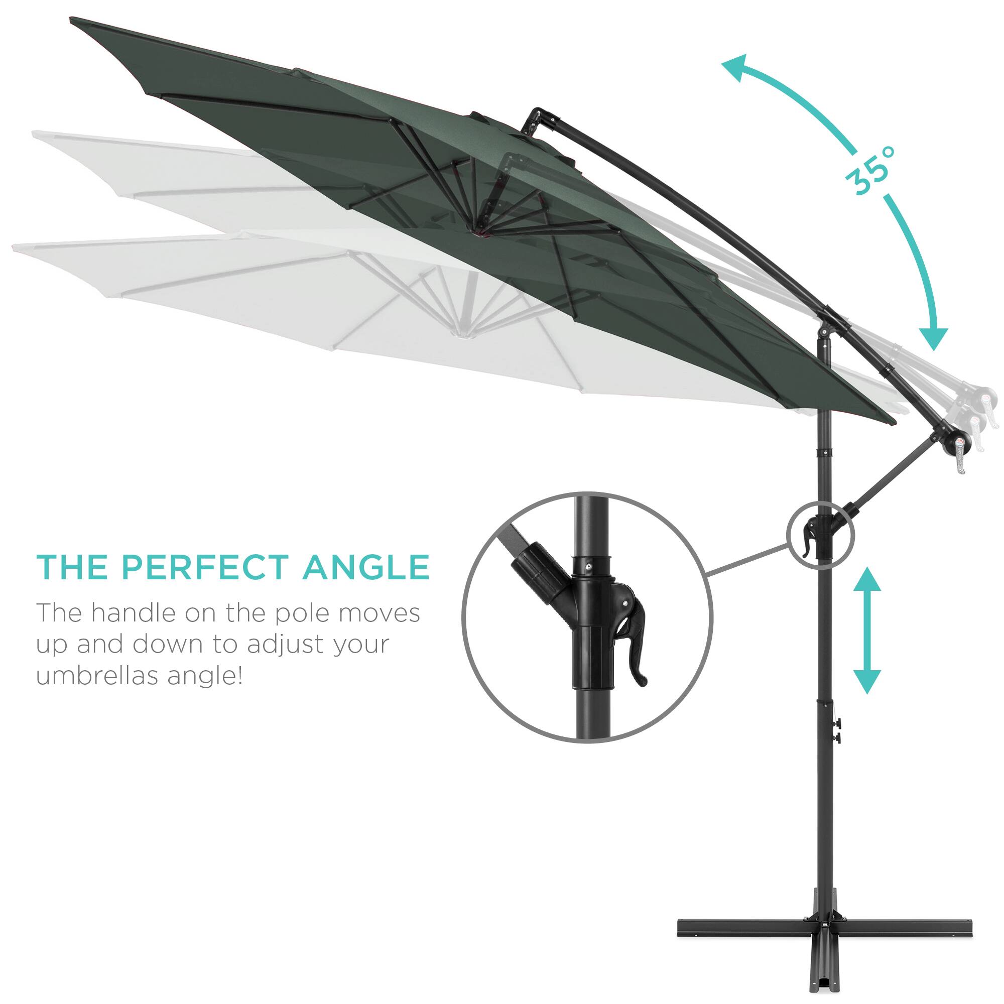 35°

THE PERFECT ANGLE

The handle on the pole moves up and down to adjust your umbrella's angle!