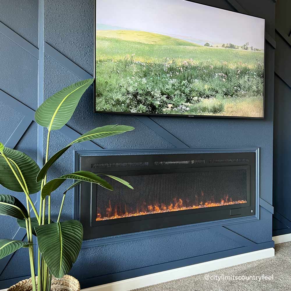Angle. Touchstone Home Products - 60 in. Wall Mounted Recessed Sideline Steel Electric Fireplace 1500W - Black.