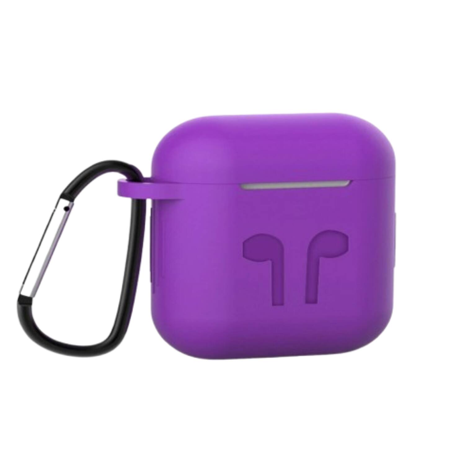 Front. Home Collection - Soft Silicone Protective Case with Keychain for Apple AirPods 4th Generation - Purple.