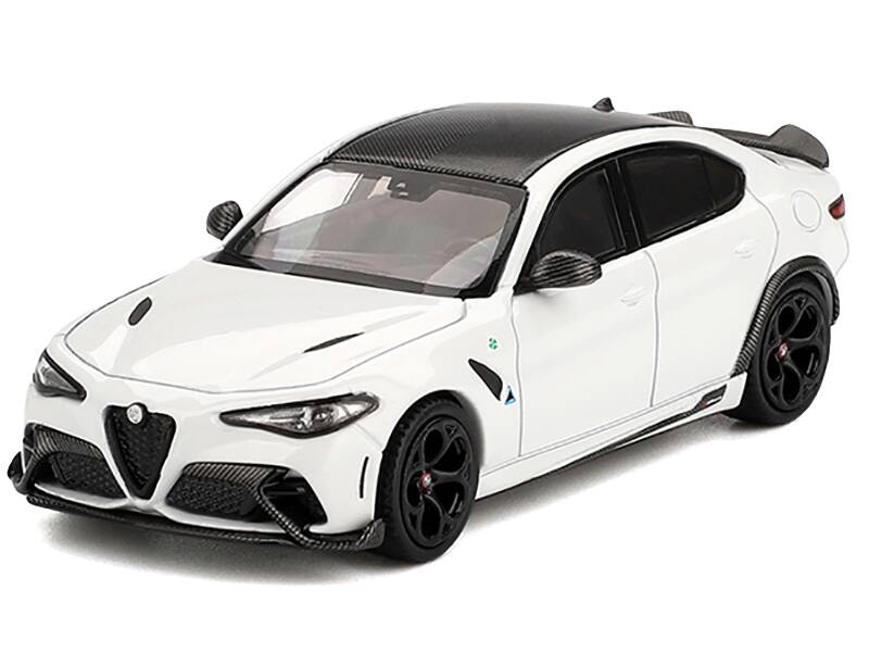 Angle. BBR - Alfa Romeo Giulia GTA White with Carbon Top 1/64 Diecast Model Car by BBR - White.